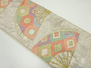 アンティーク　佐賀錦扇散らし模様織出し袋帯（材料）